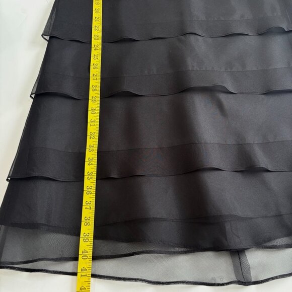 Tadashi Black Silk Tiered Chiffon Maxi Skirt Sz 8 Formal Elegant Evening Wear - Picture 9 of 9
